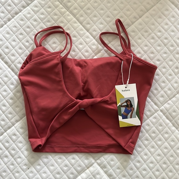 Halara In My Feels Double Straps Backless Twisted Workout Cropped Tank Top - Picture 5 of 8